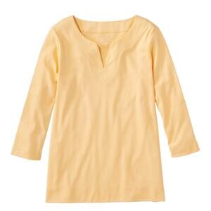 L.L. Bean Pima Cotton Tunic Shirt Three Quarter Sleeve Butter Yellow Plus Sz 3X